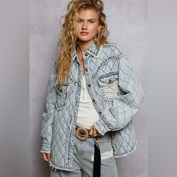 POL Jackets & Blazers - #100 POL Blue Quilted Denim Jacket